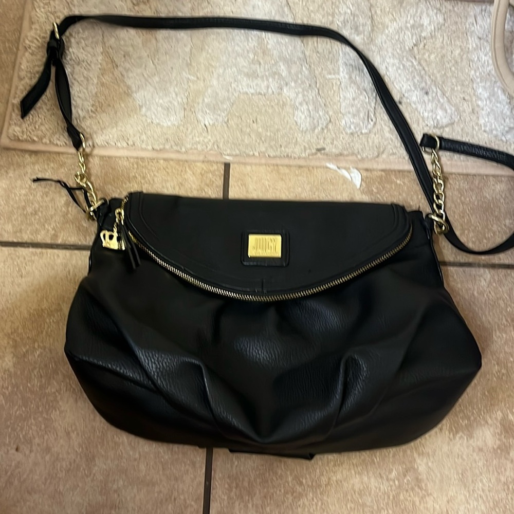 Black vegan leather juicy cross body